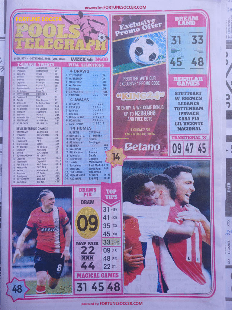 week 45 pools telegraph 2025 page 1